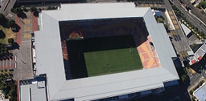 Fussballstadion von oben fotografiert